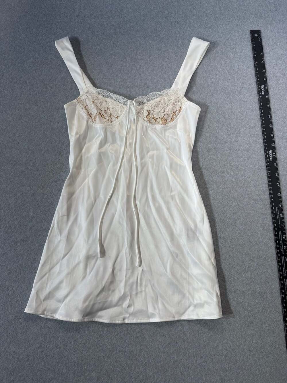 Finesse XS Ivory Satin Lace Slip Dress